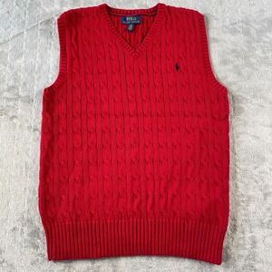 Polo by Ralph Lauren Red Cable Knit Vest